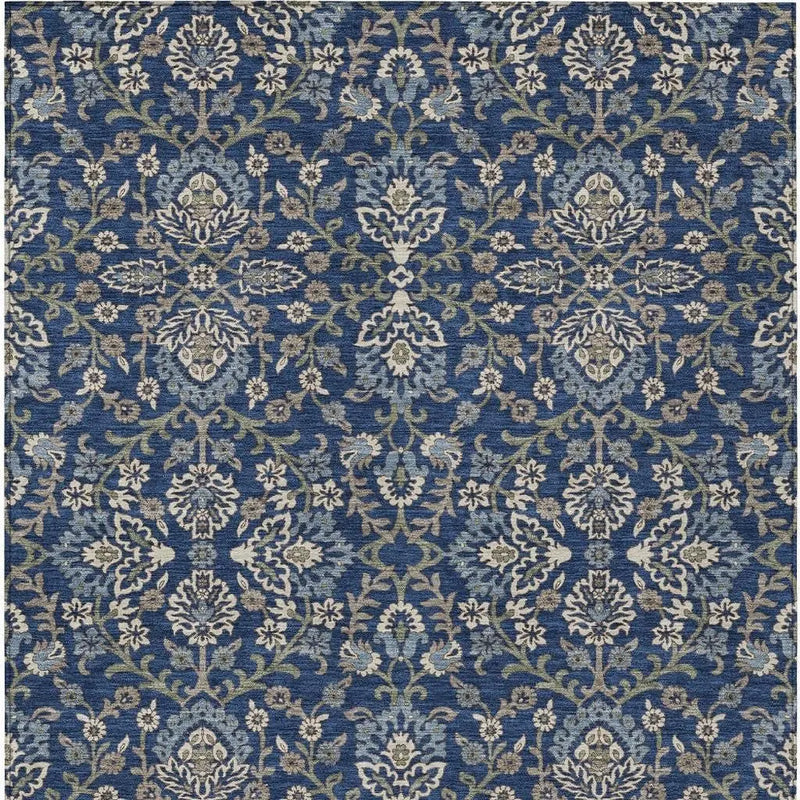 5' X 8' Navy Blue And Blue Geometric Washable Indoor Outdoor Area Rug Homeroots Outdoor