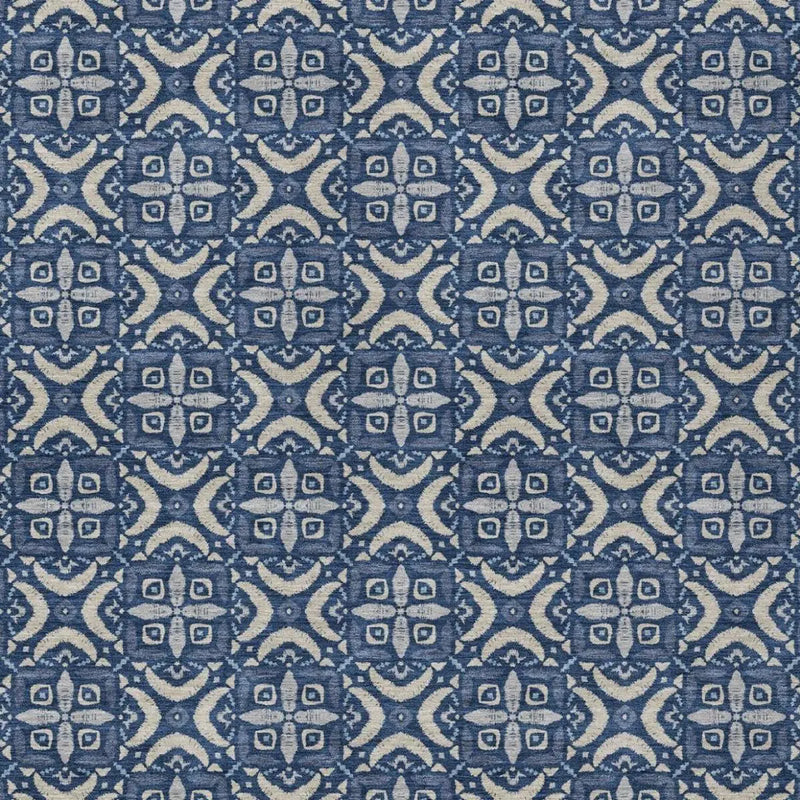 5' X 8' Navy Blue And Blue Geometric Washable Indoor Outdoor Area Rug Homeroots Outdoor