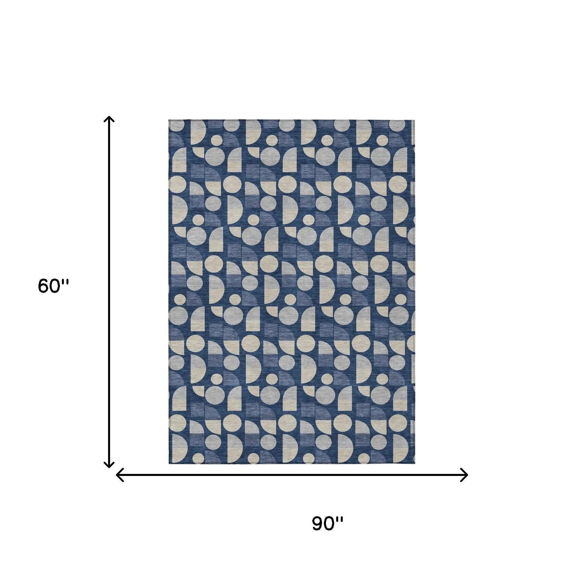 5' X 8' Navy Blue And Blue Geometric Washable Indoor Outdoor Area Rug Homeroots Outdoor