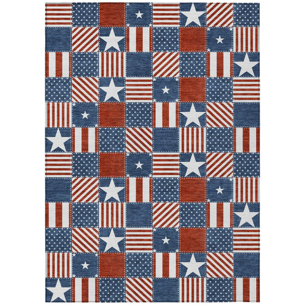 5' X 8' Navy Blue And Blue Geometric Washable Indoor Outdoor Area Rug Homeroots Outdoor