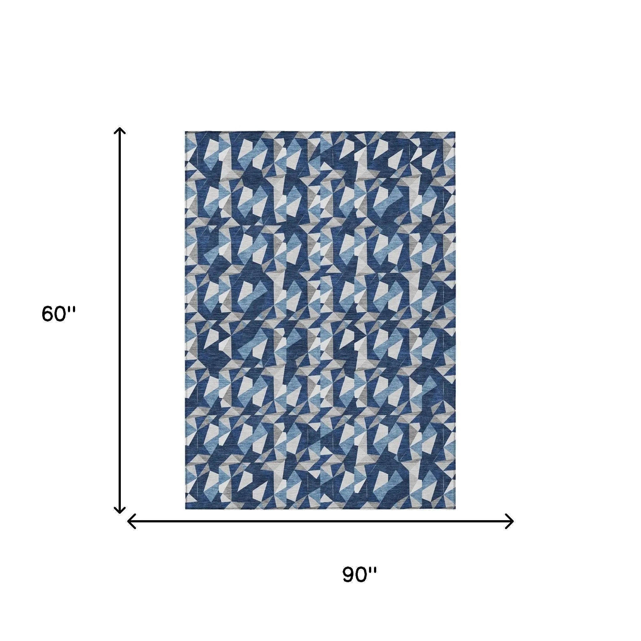5' X 8' Navy Blue And Blue Geometric Washable Indoor Outdoor Area Rug Homeroots Outdoor