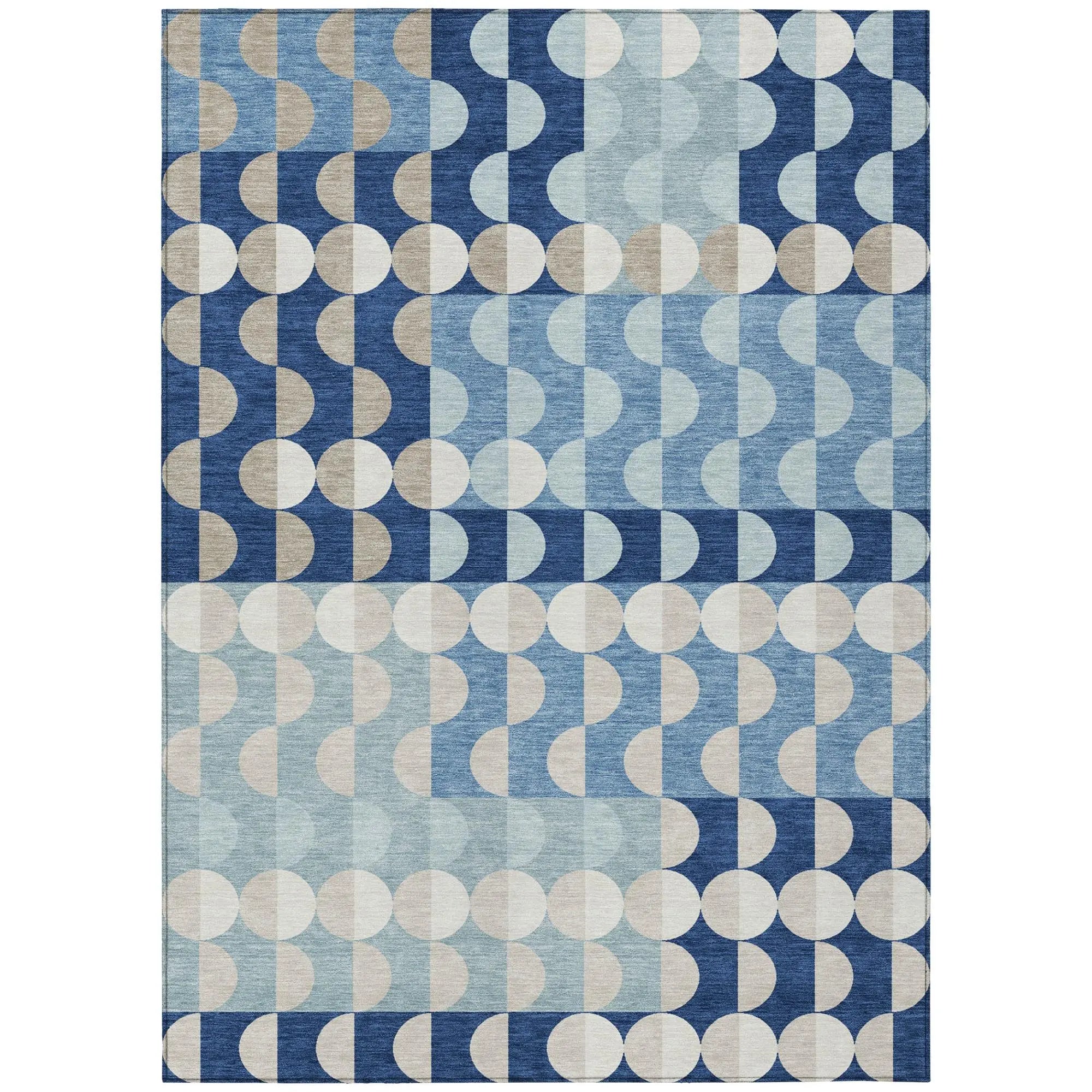 5' X 8' Navy Blue And Blue Geometric Washable Indoor Outdoor Area Rug Homeroots Outdoor