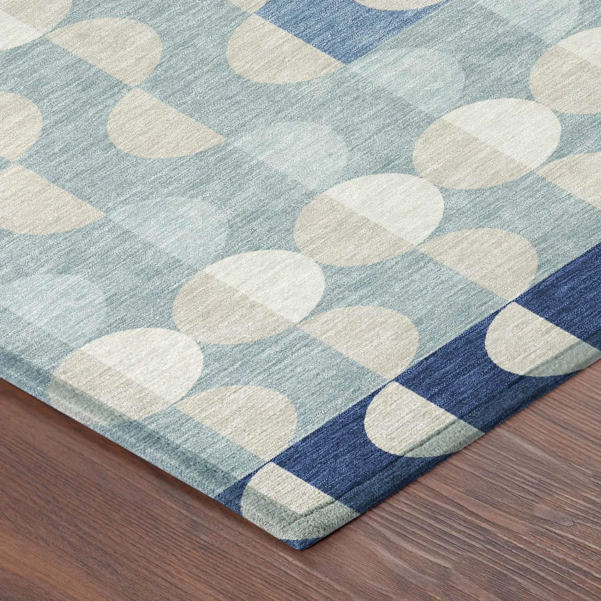 5' X 8' Navy Blue And Blue Geometric Washable Indoor Outdoor Area Rug Homeroots Outdoor