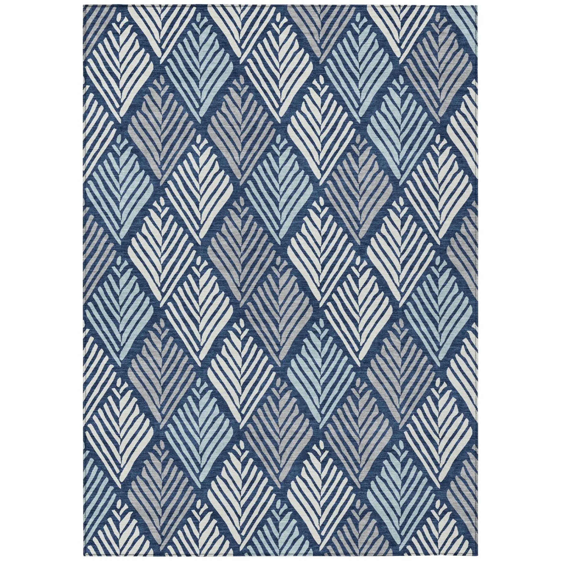 5' X 8' Navy Blue And Blue Geometric Washable Indoor Outdoor Area Rug Homeroots Outdoor