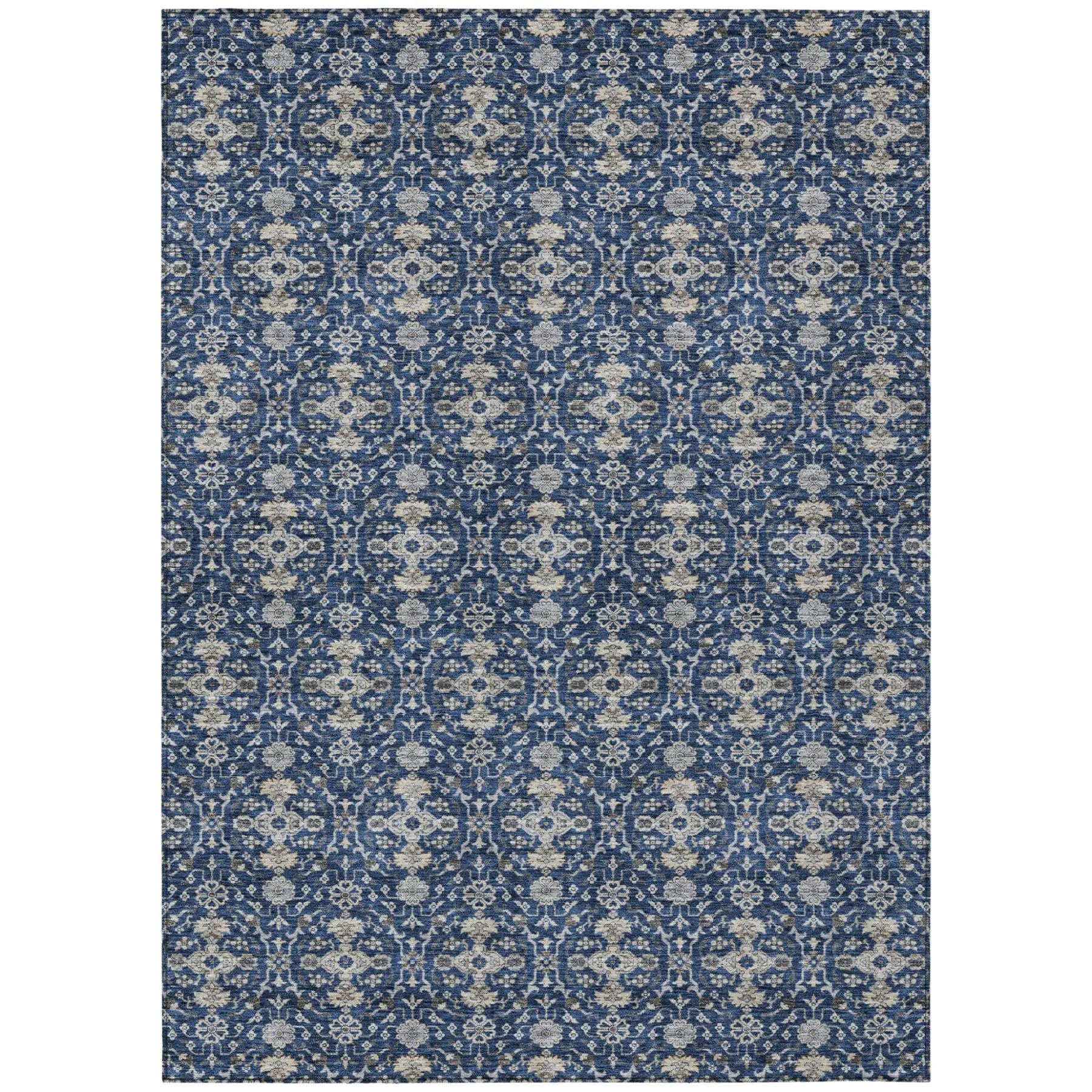 5' X 8' Navy Blue And Blue Oriental Washable Indoor Outdoor Area Rug Homeroots Outdoor