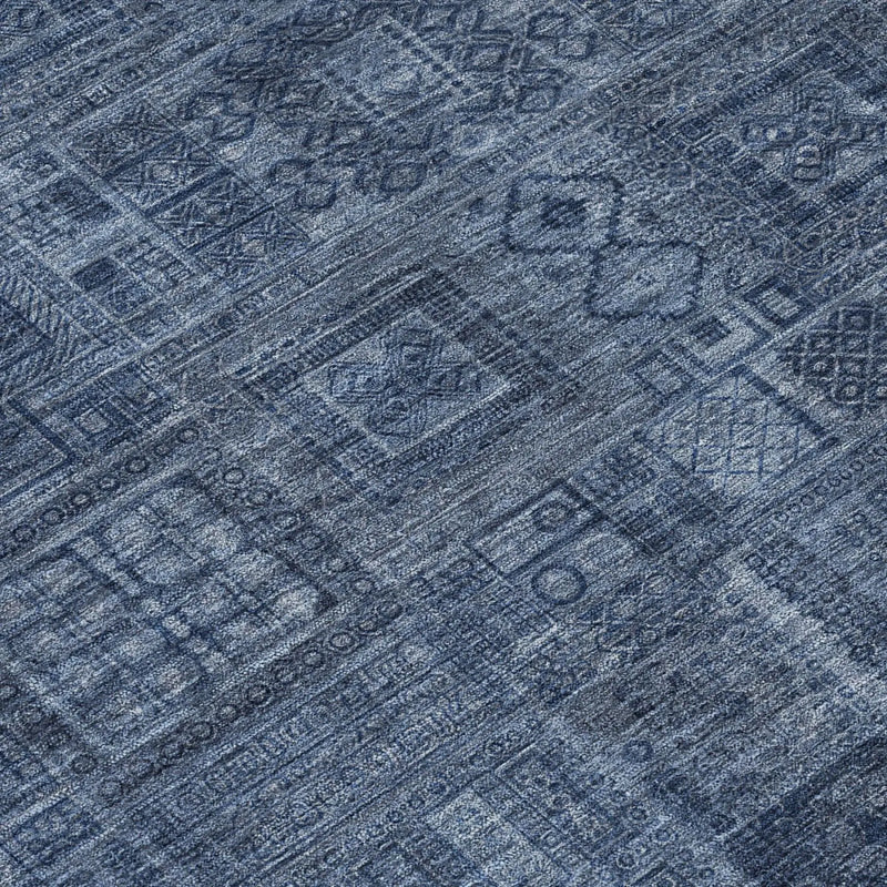 5' X 8' Navy Blue And Blue Oriental Washable Indoor Outdoor Area Rug Homeroots Outdoor