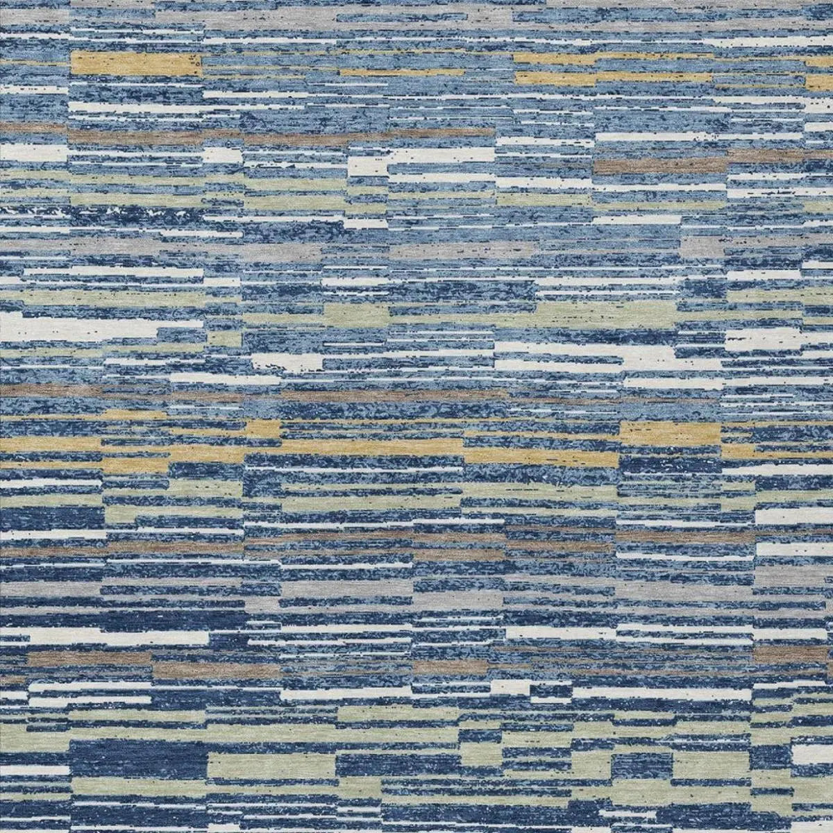5' X 8' Navy Blue And Blue Striped Washable Indoor Outdoor Area Rug Homeroots Outdoor