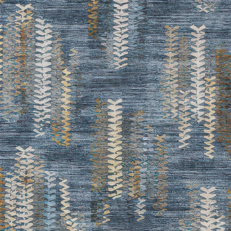 5' X 8' Navy Blue And Blue Striped Washable Indoor Outdoor Area Rug Homeroots Outdoor