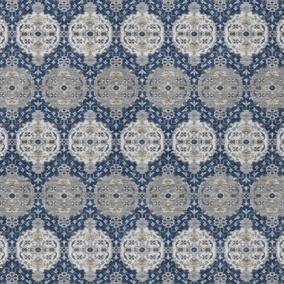 5' X 8' Navy Blue And Blue Striped Washable Indoor Outdoor Area Rug Homeroots Outdoor