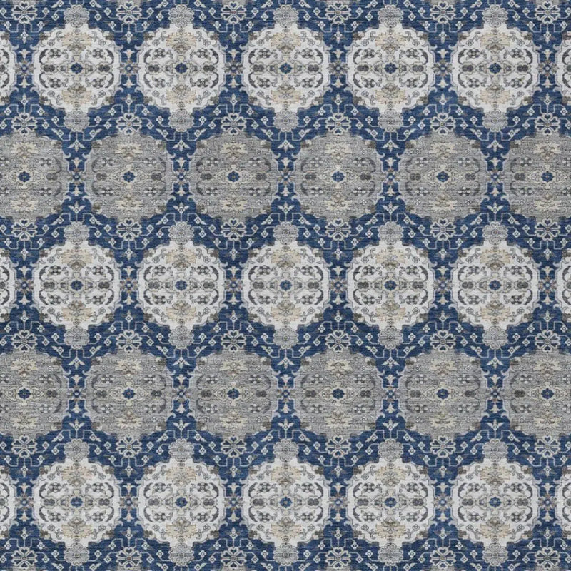5' X 8' Navy Blue And Blue Striped Washable Indoor Outdoor Area Rug Homeroots Outdoor