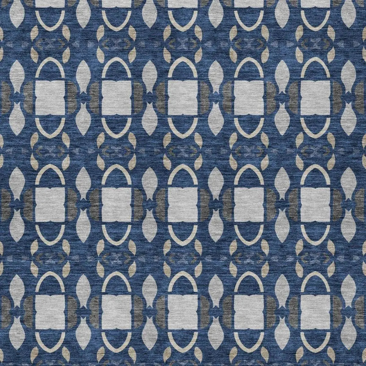 5' X 8' Navy Blue And Blue Striped Washable Indoor Outdoor Area Rug Homeroots Outdoor