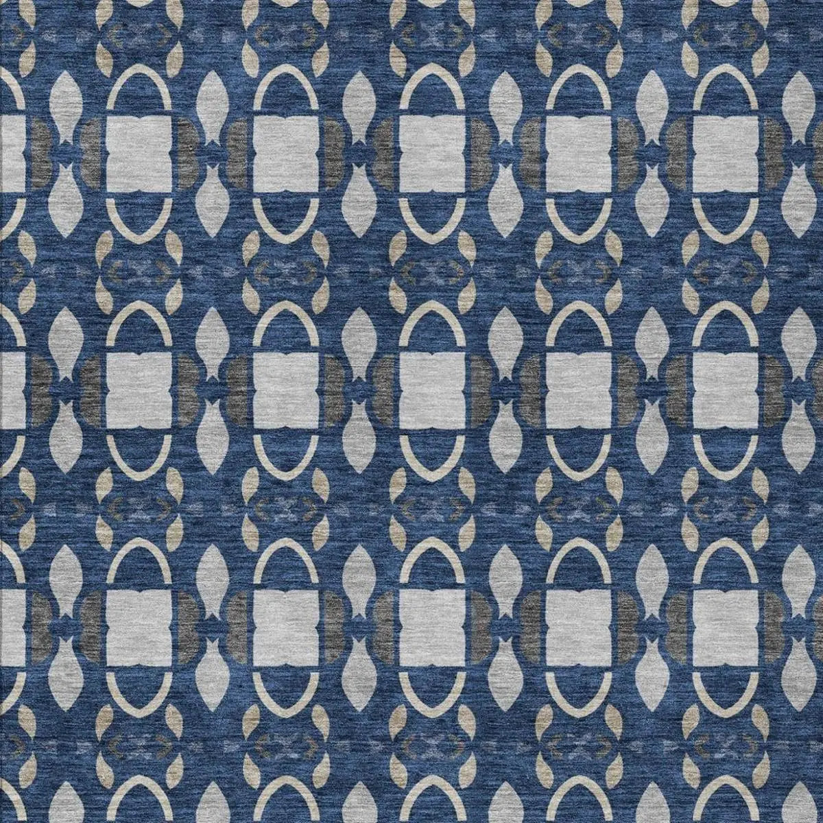 5' X 8' Navy Blue And Blue Striped Washable Indoor Outdoor Area Rug Homeroots Outdoor