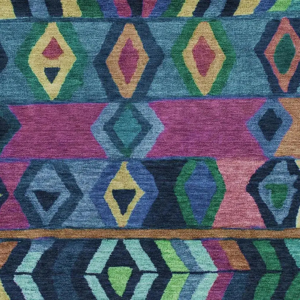 5' X 8' Navy Blue And Blue Tribal Washable Indoor Outdoor Area Rug Homeroots Outdoor