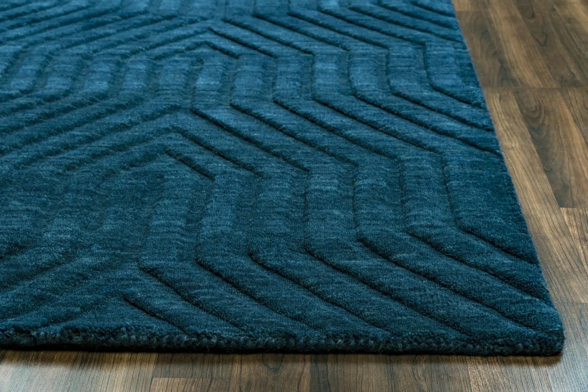 5' X 8' Navy Blue And Blue Wool Geometric Hand Tufted Area Rug Homeroots Home Decor