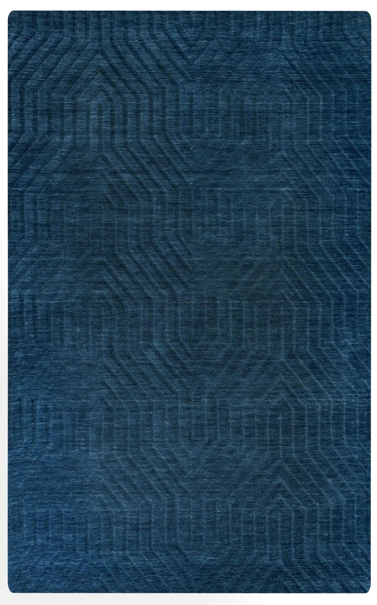 5' X 8' Navy Blue And Blue Wool Geometric Hand Tufted Area Rug Homeroots Home Decor