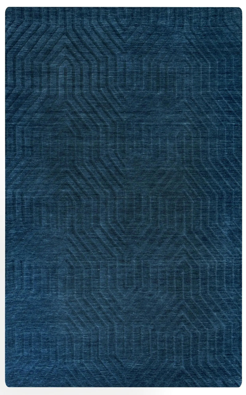 5' X 8' Navy Blue And Blue Wool Geometric Hand Tufted Area Rug Homeroots Home Decor
