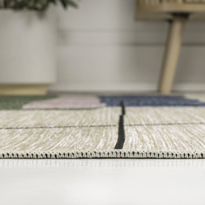 5' X 8' Navy Blue And Cream Abstract Indoor Outdoor Area Rug Homeroots Outdoor