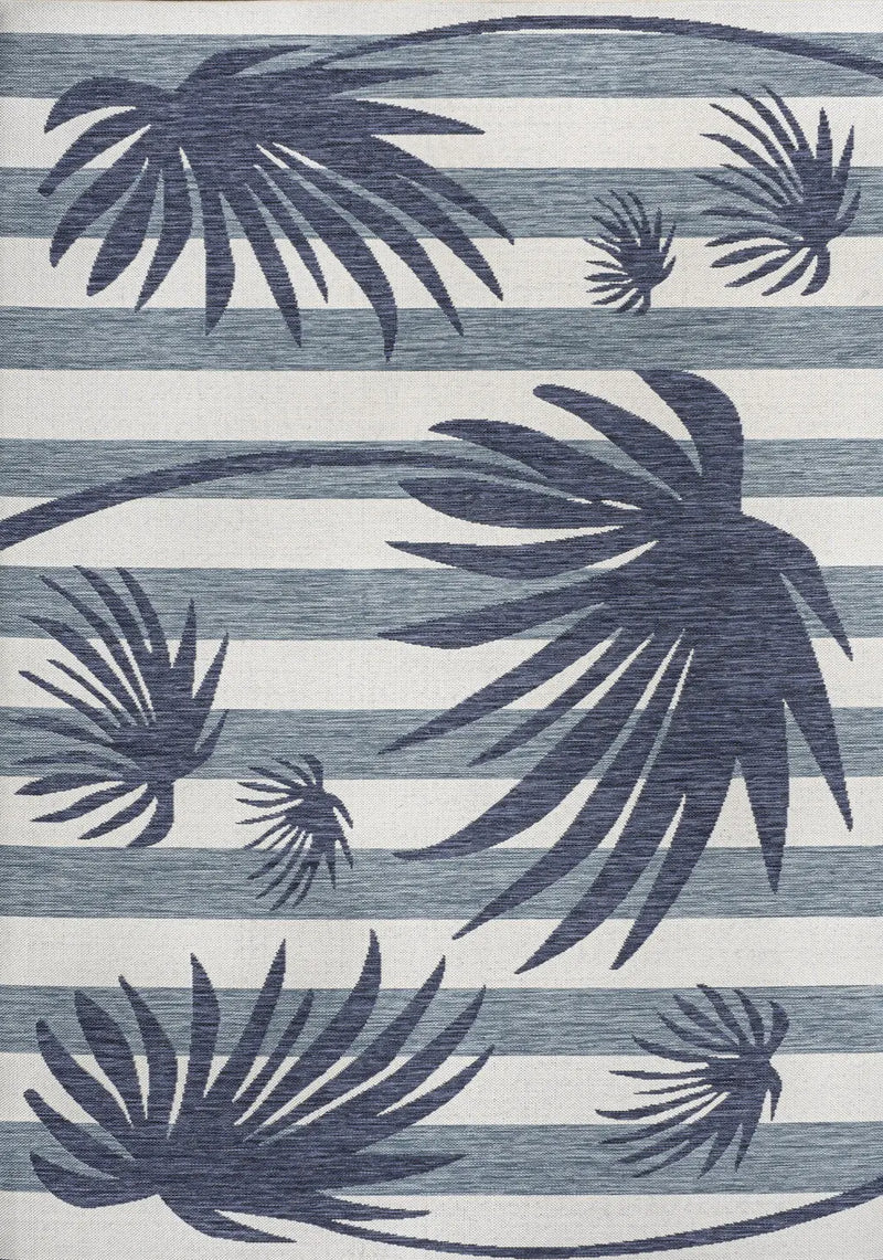 5' X 8' Navy Blue And Cream Floral Indoor Outdoor Area Rug Homeroots Outdoor