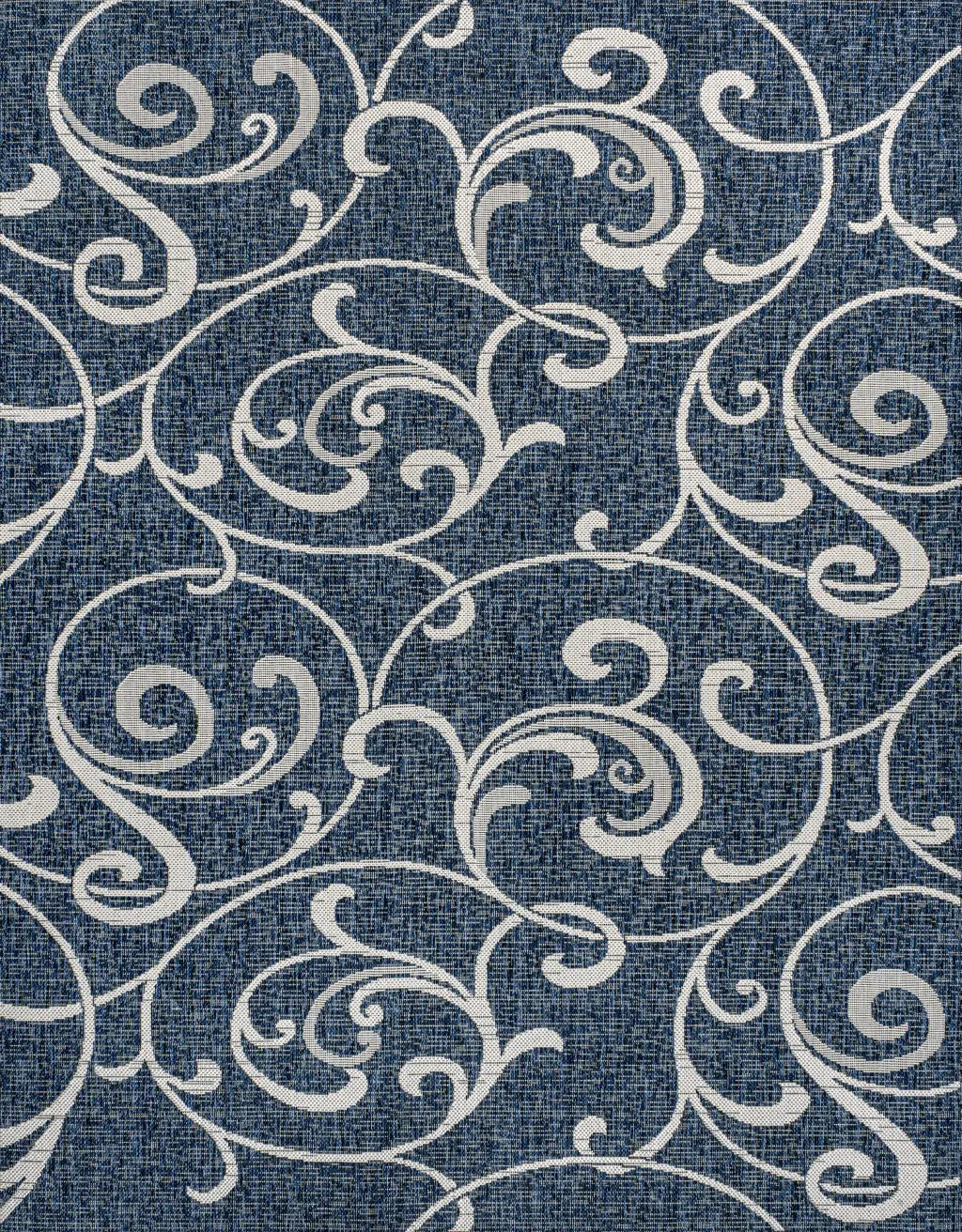 5' X 8' Navy Blue And Cream Floral Indoor Outdoor Area Rug Homeroots Outdoor
