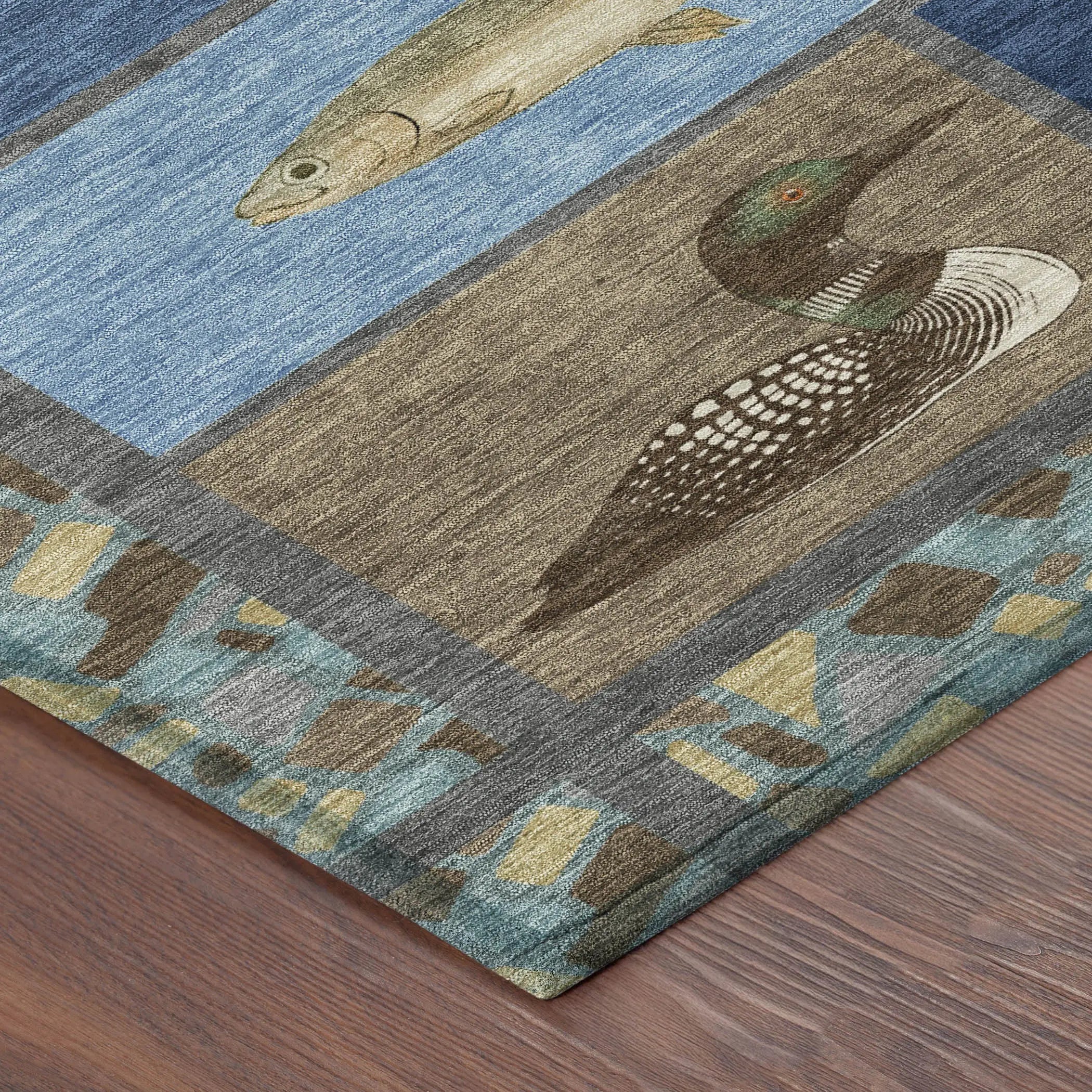 5' X 8' Navy Blue And Denim Blue Floral Medallion Washable Indoor Outdoor Area Rug Homeroots Outdoor