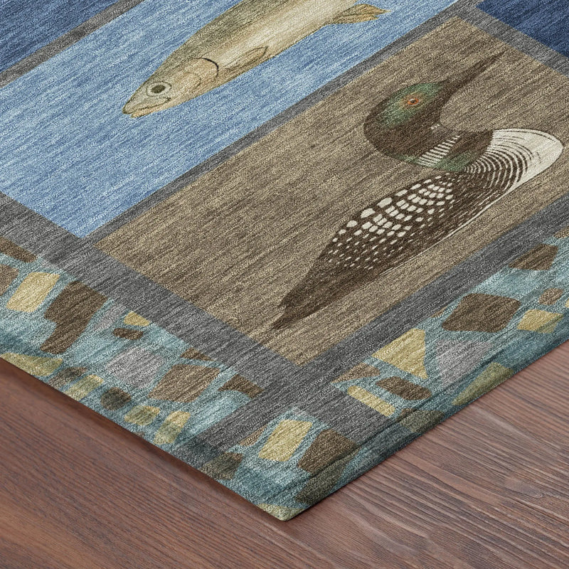 5' X 8' Navy Blue And Denim Blue Floral Medallion Washable Indoor Outdoor Area Rug Homeroots Outdoor