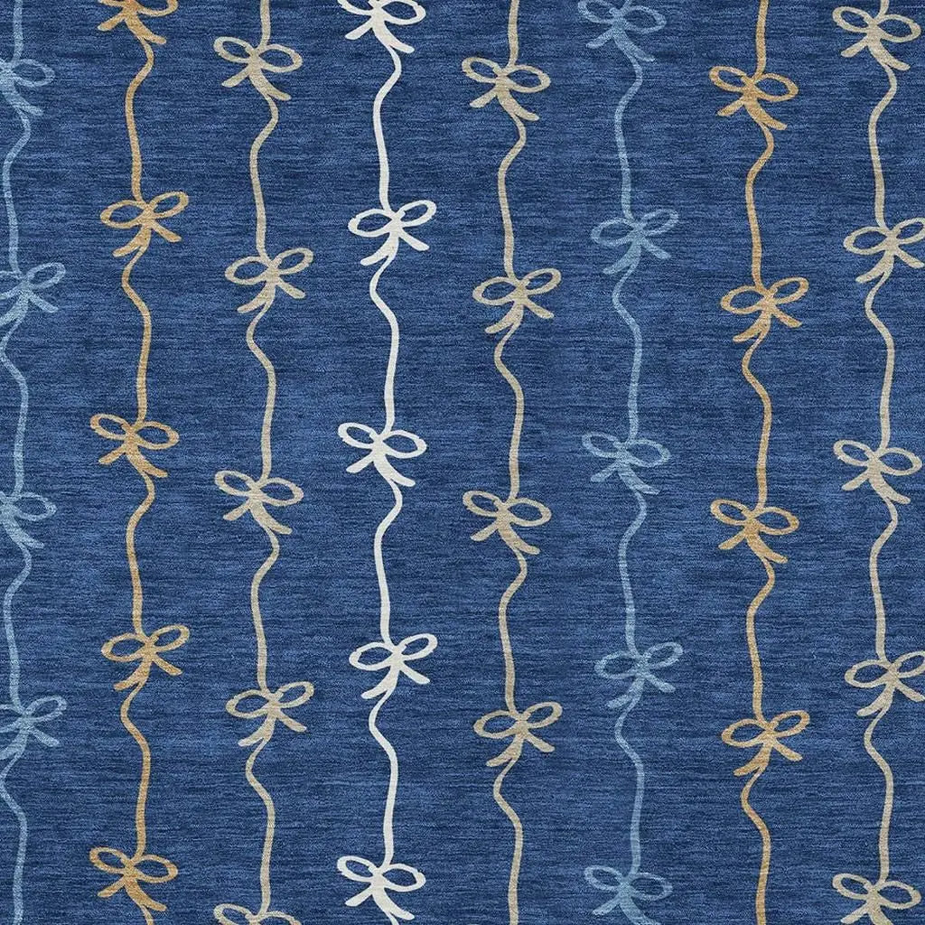 5' X 8' Navy Blue And Denim Blue Southwestern Washable Indoor Outdoor Area Rug Homeroots Outdoor