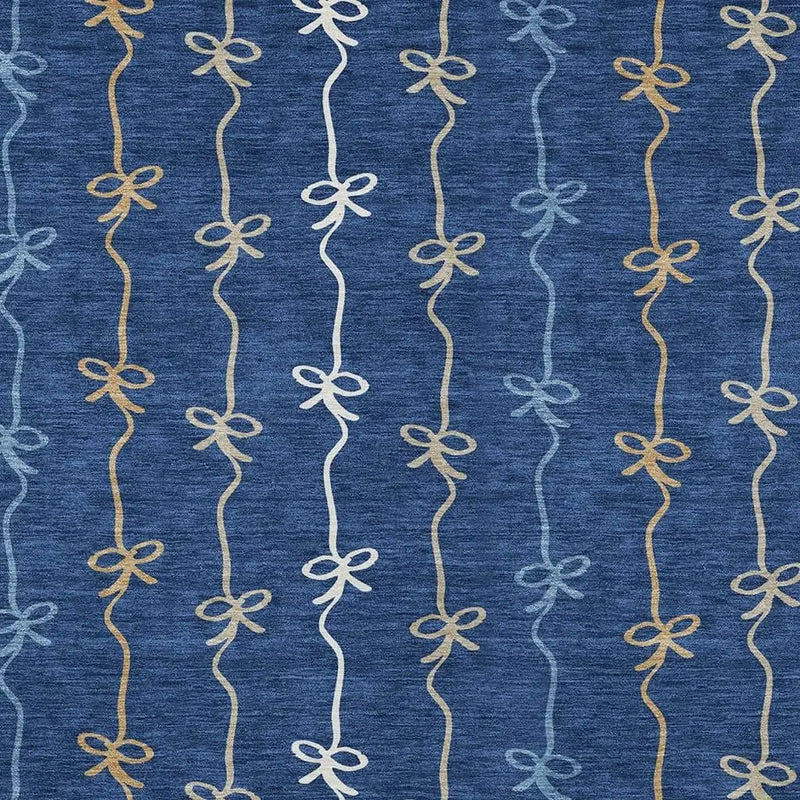 5' X 8' Navy Blue And Denim Blue Southwestern Washable Indoor Outdoor Area Rug Homeroots Outdoor