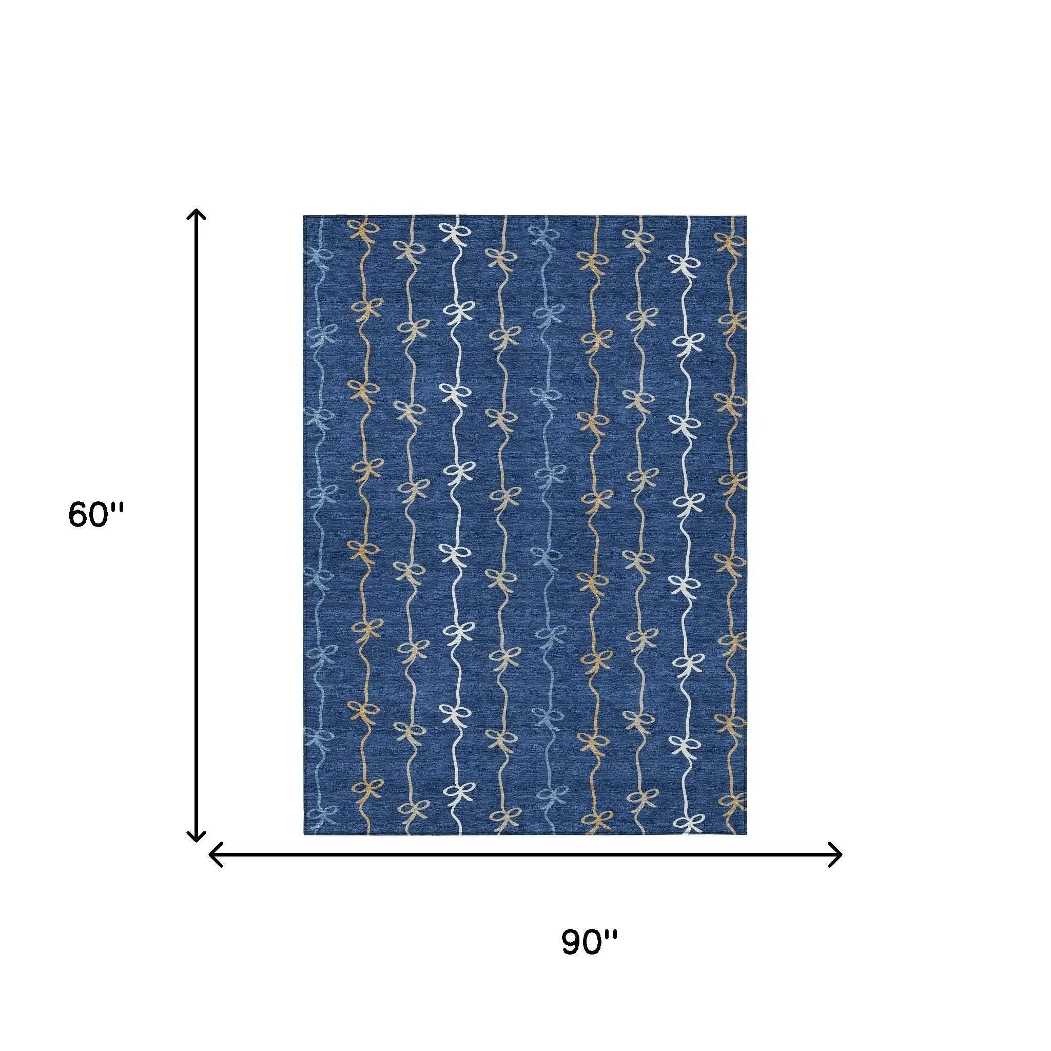 5' X 8' Navy Blue And Denim Blue Southwestern Washable Indoor Outdoor Area Rug Homeroots Outdoor