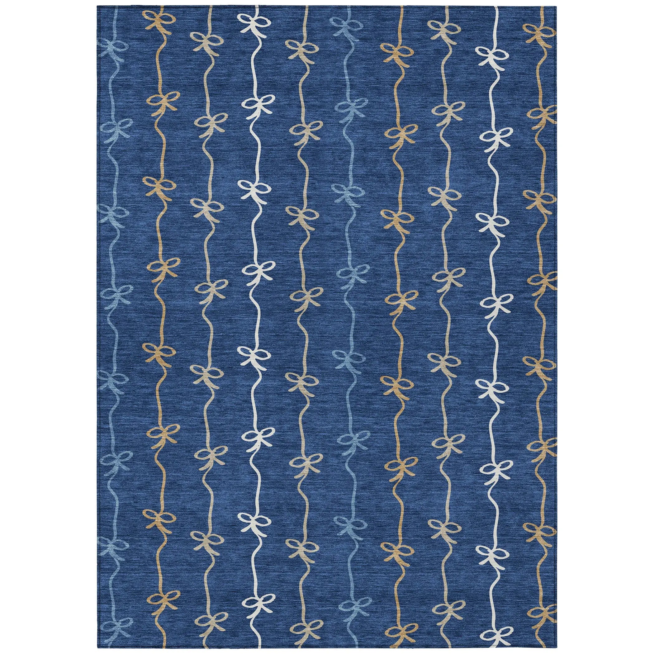 5' X 8' Navy Blue And Denim Blue Southwestern Washable Indoor Outdoor Area Rug Homeroots Outdoor