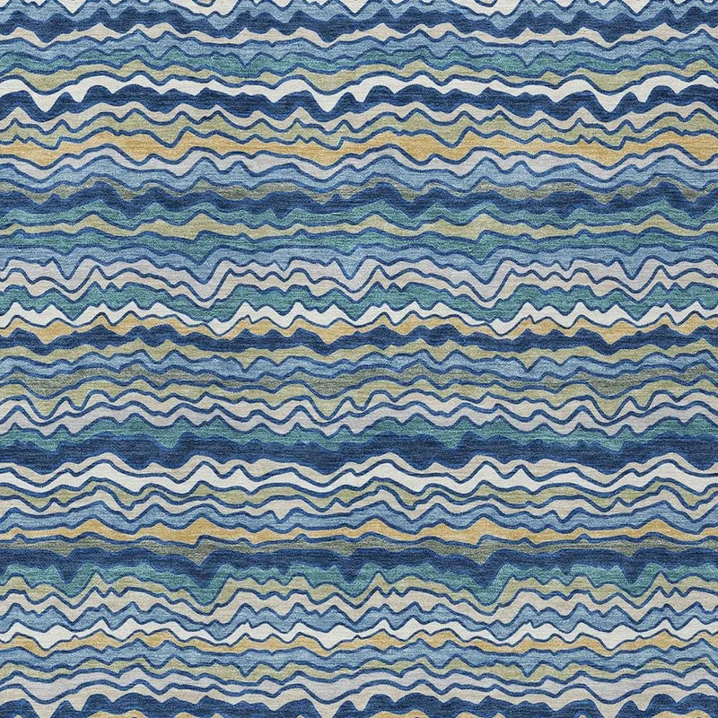 5' X 8' Navy Blue And Denim Blue Striped Washable Indoor Outdoor Area Rug Homeroots Outdoor