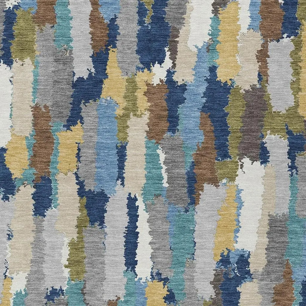 5' X 8' Navy Blue And Denim Blue Striped Washable Indoor Outdoor Area Rug Homeroots Outdoor