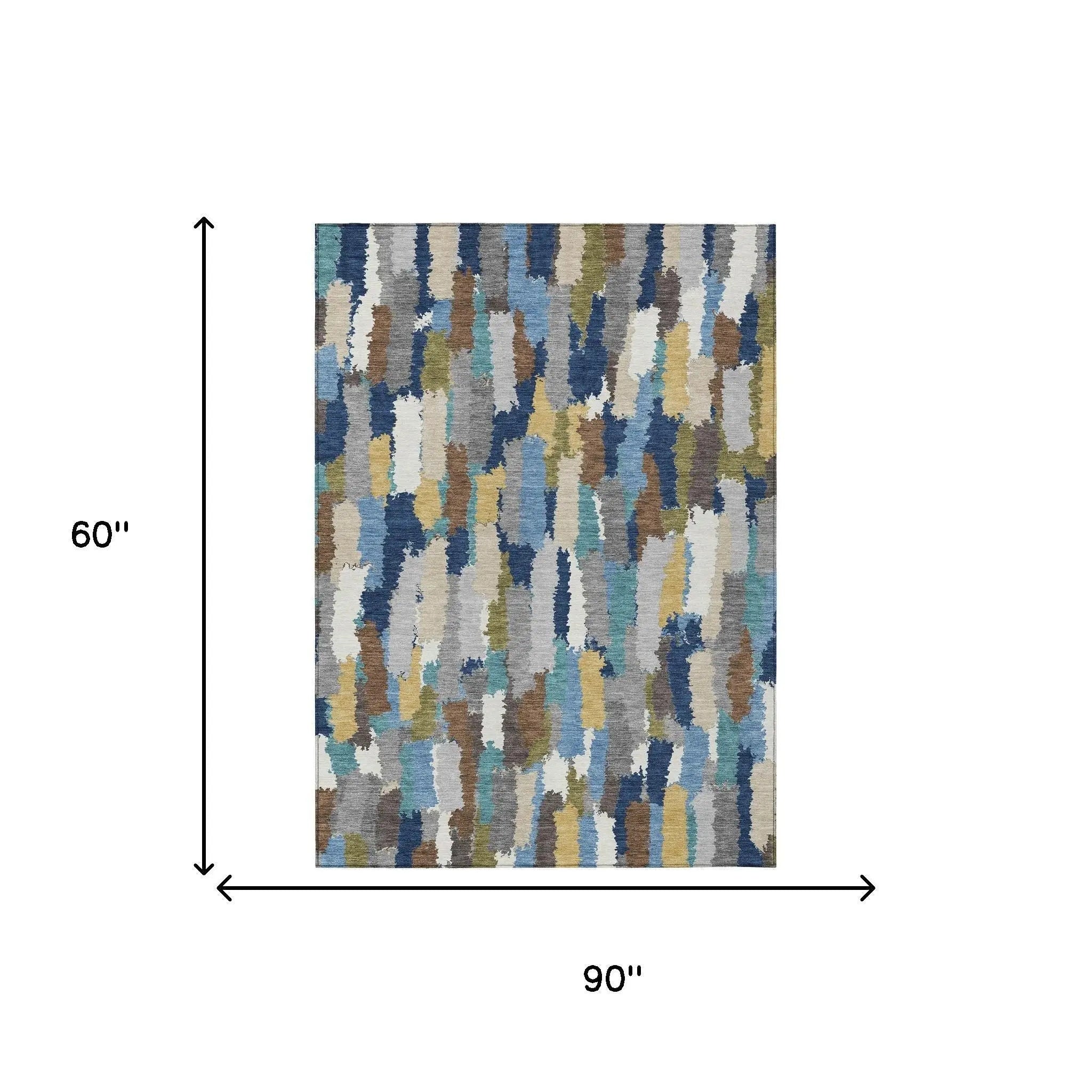 5' X 8' Navy Blue And Denim Blue Striped Washable Indoor Outdoor Area Rug Homeroots Outdoor