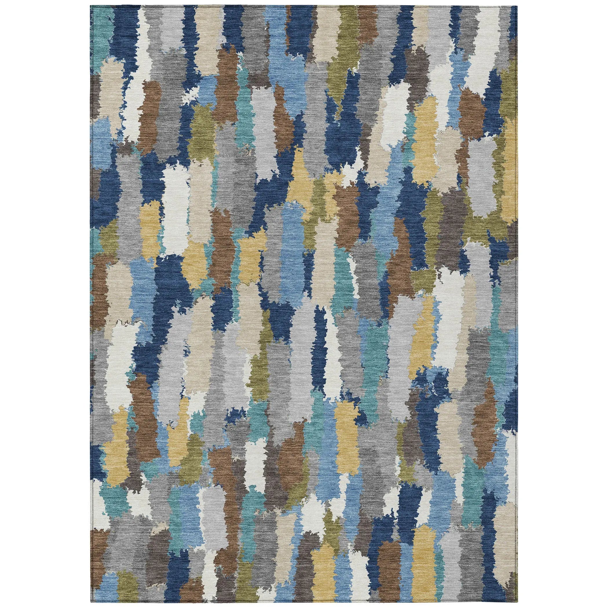 5' X 8' Navy Blue And Denim Blue Striped Washable Indoor Outdoor Area Rug Homeroots Outdoor