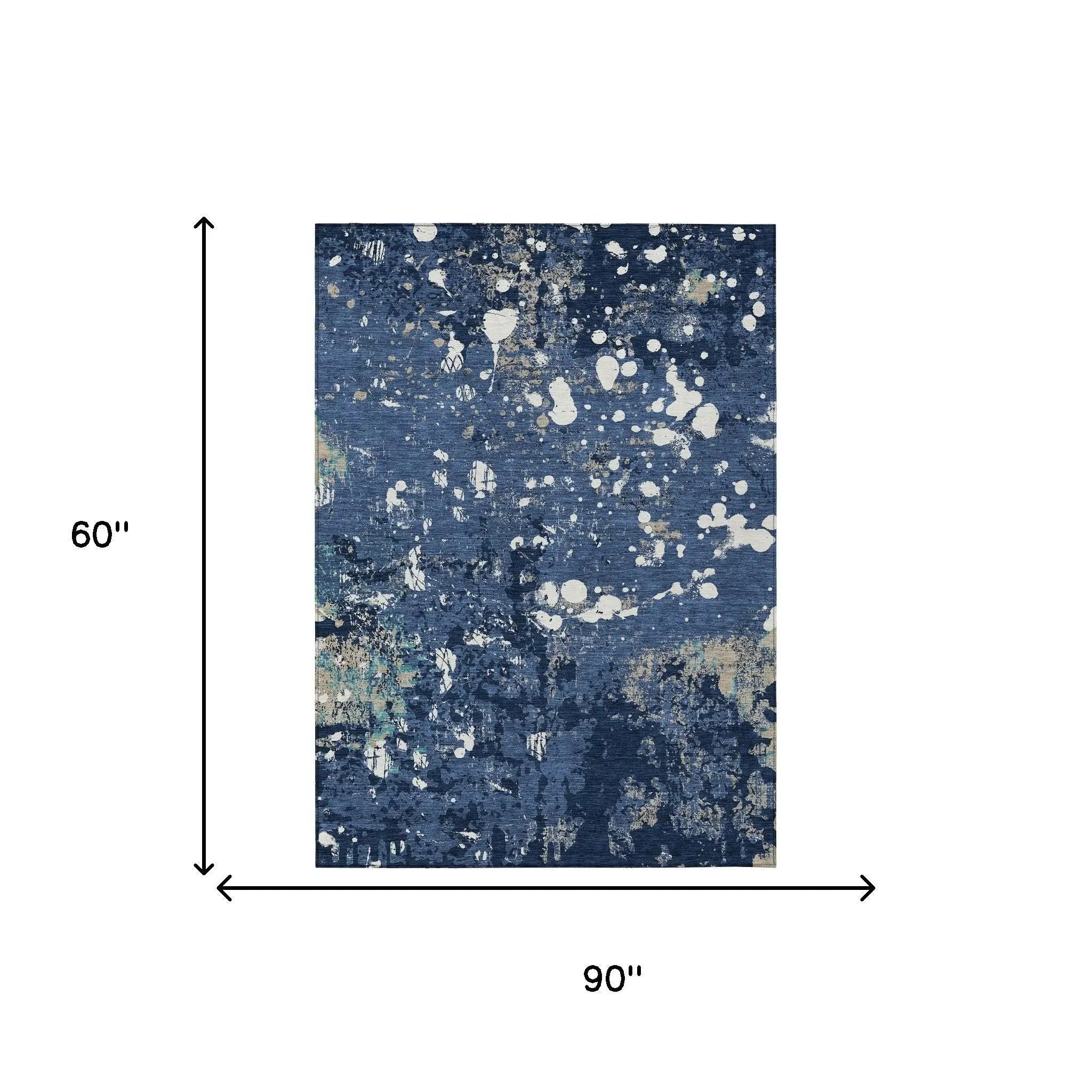 5' X 8' Navy Blue And Fern Green Abstract Washable Indoor Outdoor Area Rug Homeroots Outdoor