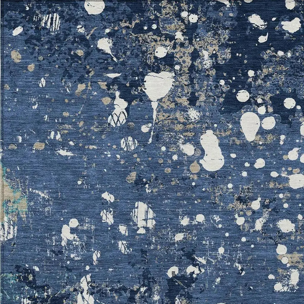 5' X 8' Navy Blue And Fern Green Abstract Washable Indoor Outdoor Area Rug Homeroots Outdoor