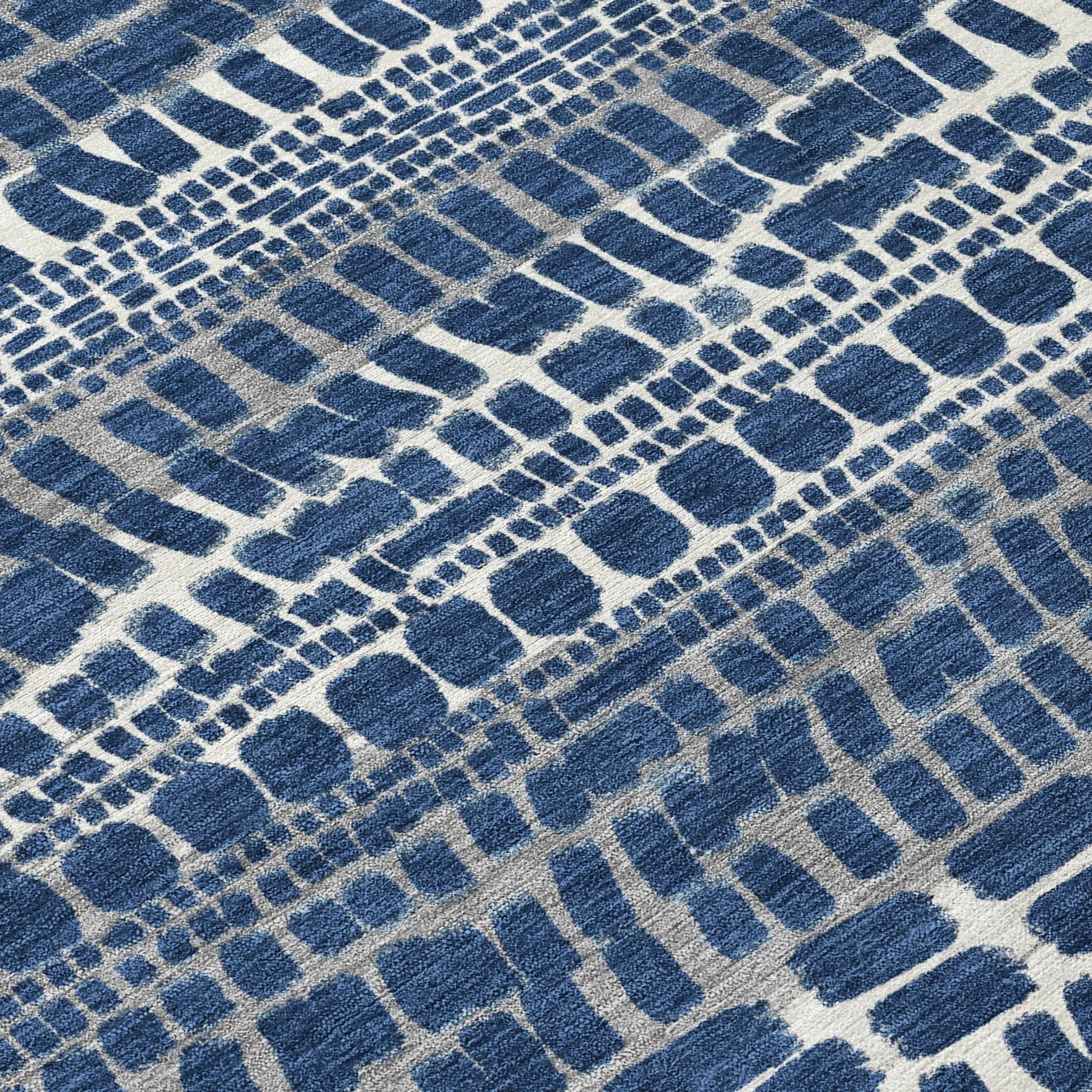 5' X 8' Navy Blue And Gray Abstract Washable Indoor Outdoor Area Rug Homeroots Outdoor