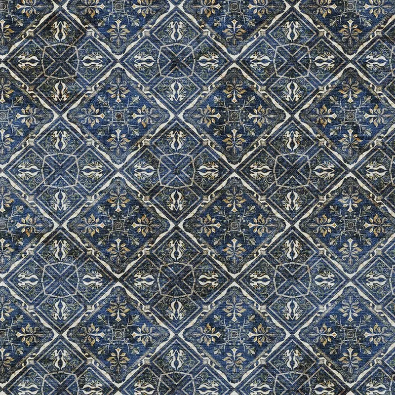 5' X 8' Navy Blue And Gray Geometric Washable Indoor Outdoor Area Rug Homeroots Outdoor