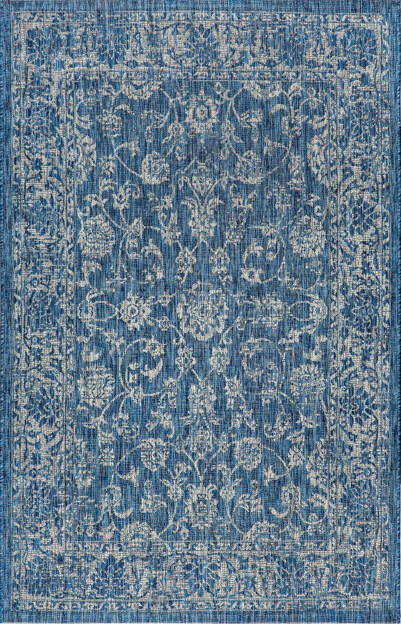 5' X 8' Navy Blue And Gray Medallion Indoor Outdoor Area Rug Homeroots Outdoor
