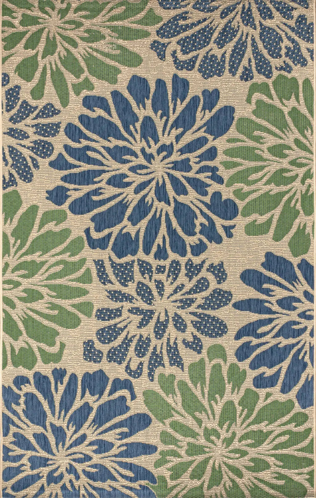 5' X 8' Navy Blue And Green Floral Indoor Outdoor Area Rug Homeroots Outdoor