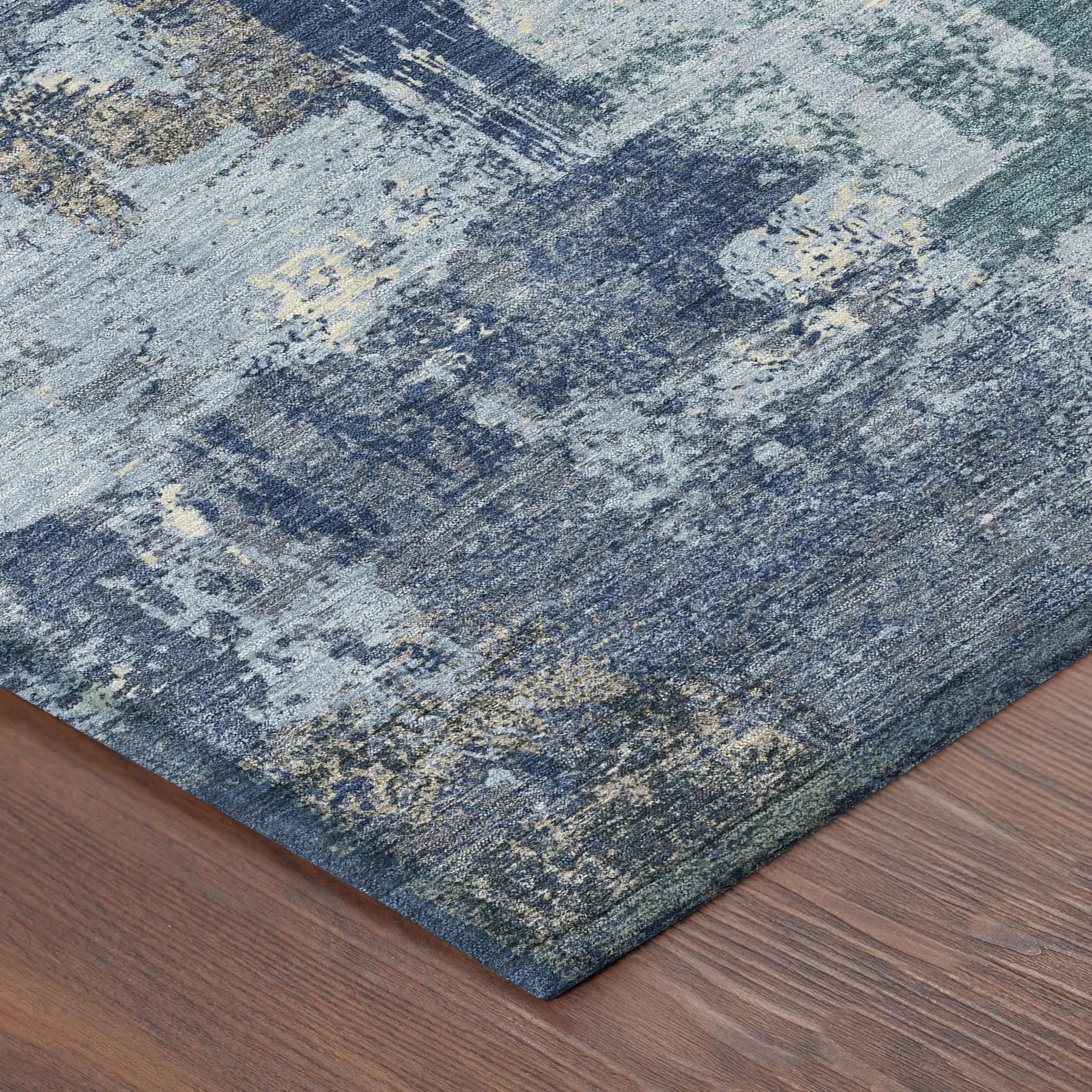 5' X 8' Navy Blue And Ivory Abstract Washable Indoor Outdoor Area Rug Homeroots Outdoor