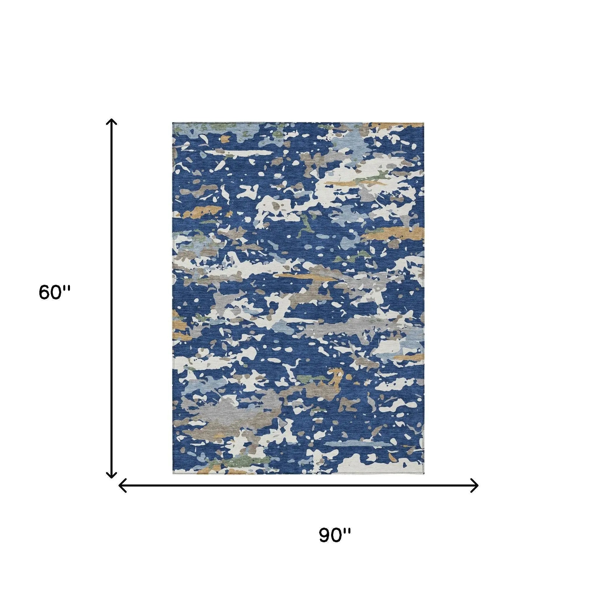 5' X 8' Navy Blue And Ivory Abstract Washable Indoor Outdoor Area Rug Homeroots Outdoor