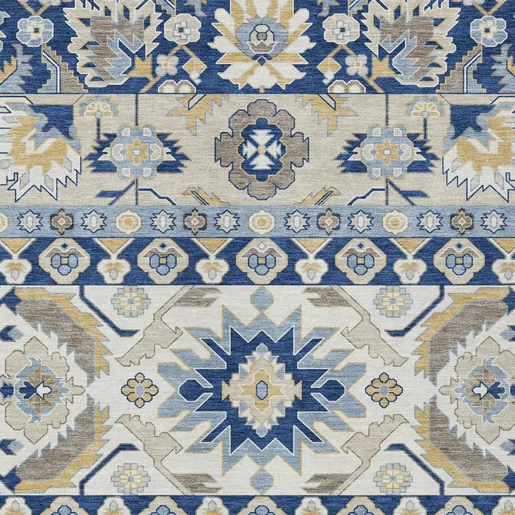 5' X 8' Navy Blue And Ivory Cactus Washable Indoor Outdoor Area Rug Homeroots Outdoor