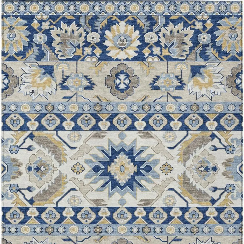 5' X 8' Navy Blue And Ivory Cactus Washable Indoor Outdoor Area Rug Homeroots Outdoor
