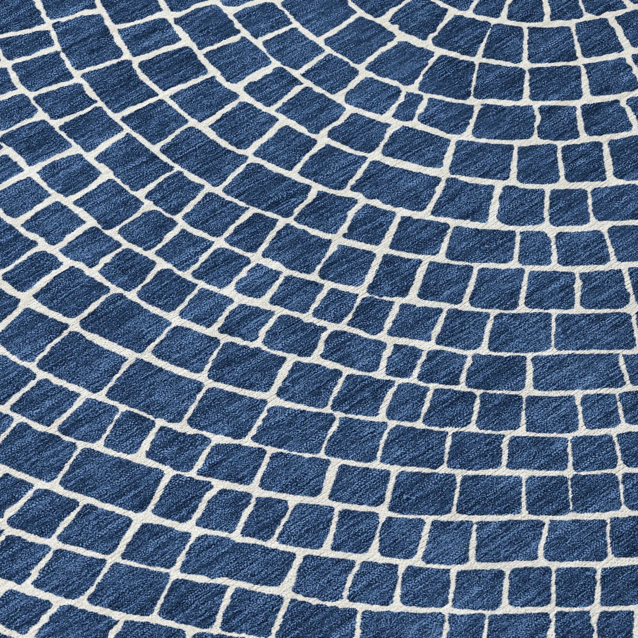 5' X 8' Navy Blue And Ivory Geometric Washable Indoor Outdoor Area Rug Homeroots Outdoor