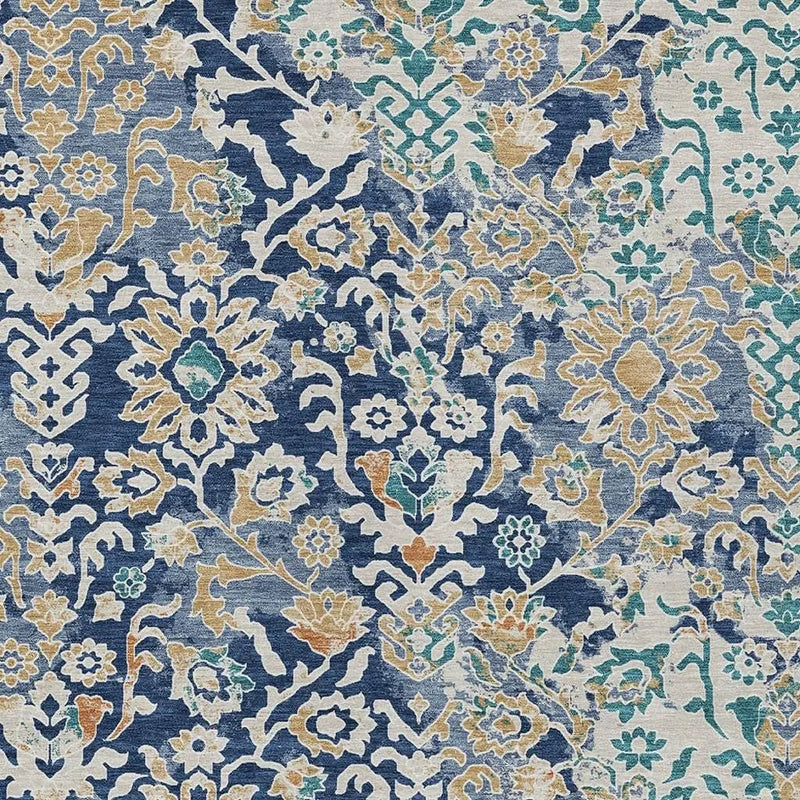 5' X 8' Navy Blue And Ivory Geometric Washable Indoor Outdoor Area Rug Homeroots Outdoor