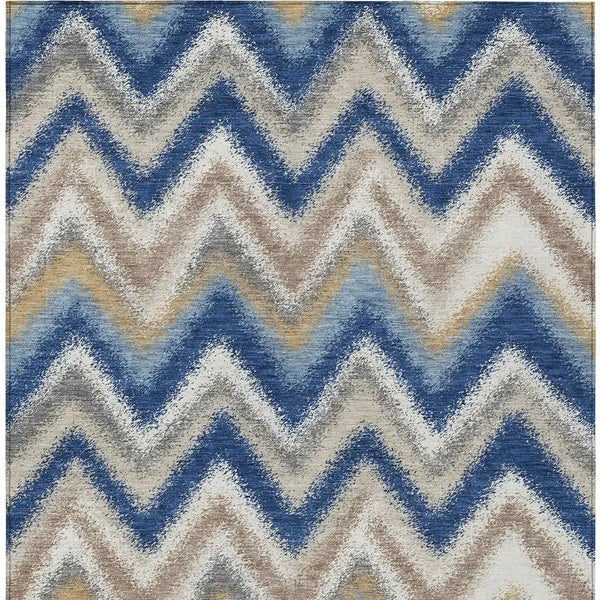 5' X 8' Navy Blue And Ivory Geometric Washable Indoor Outdoor Area Rug Homeroots Outdoor