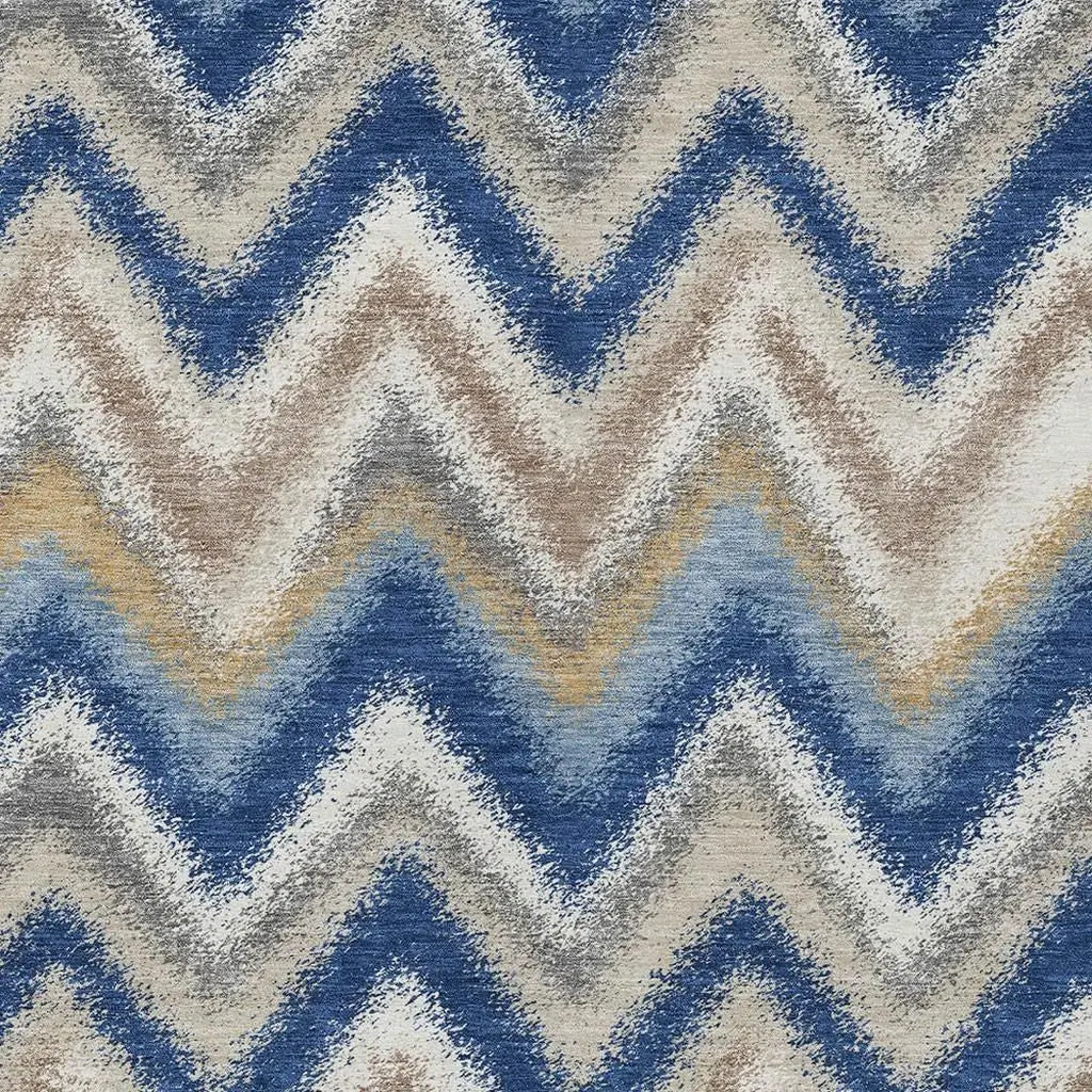 5' X 8' Navy Blue And Ivory Geometric Washable Indoor Outdoor Area Rug Homeroots Outdoor