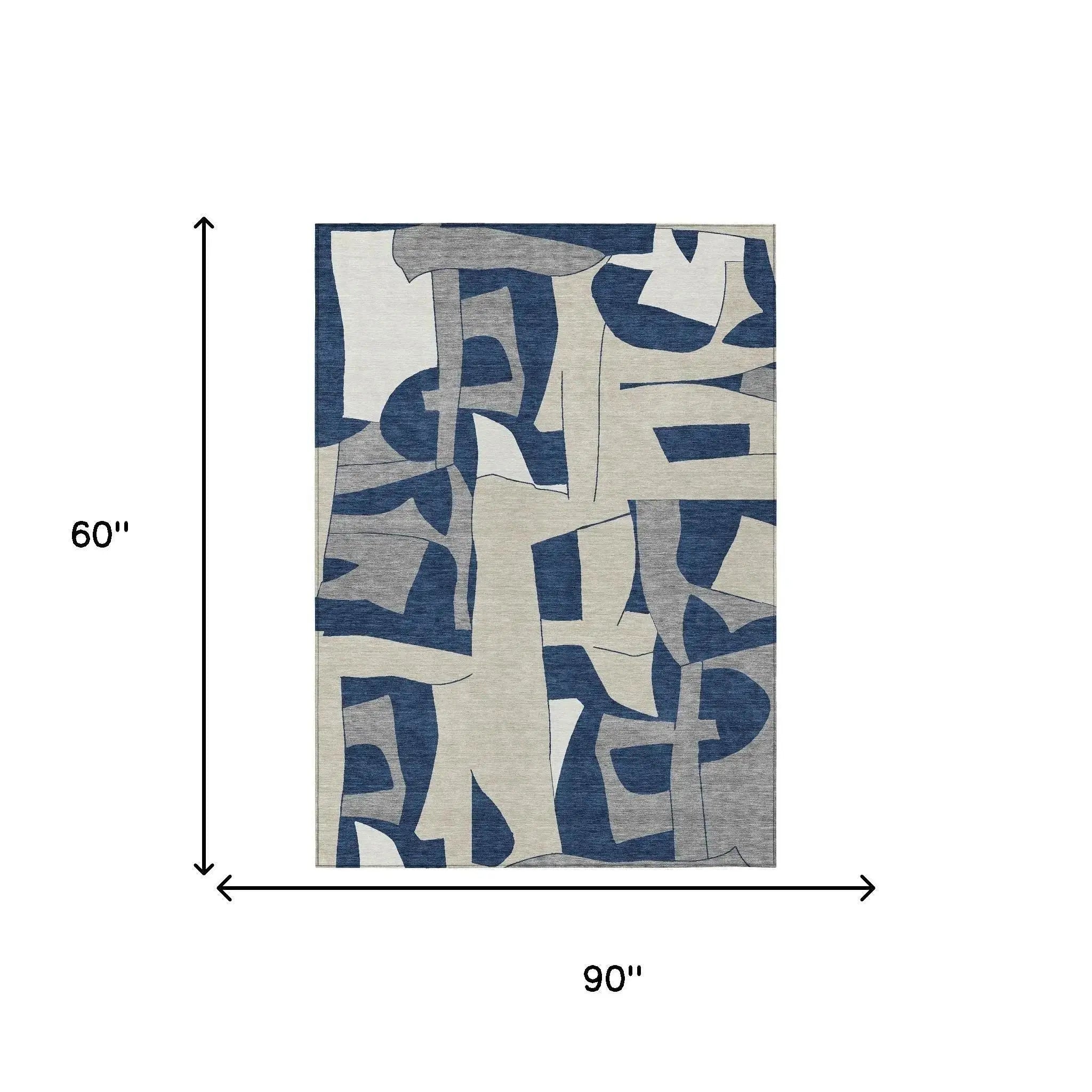 5' X 8' Navy Blue And Ivory Geometric Washable Indoor Outdoor Area Rug Homeroots Outdoor