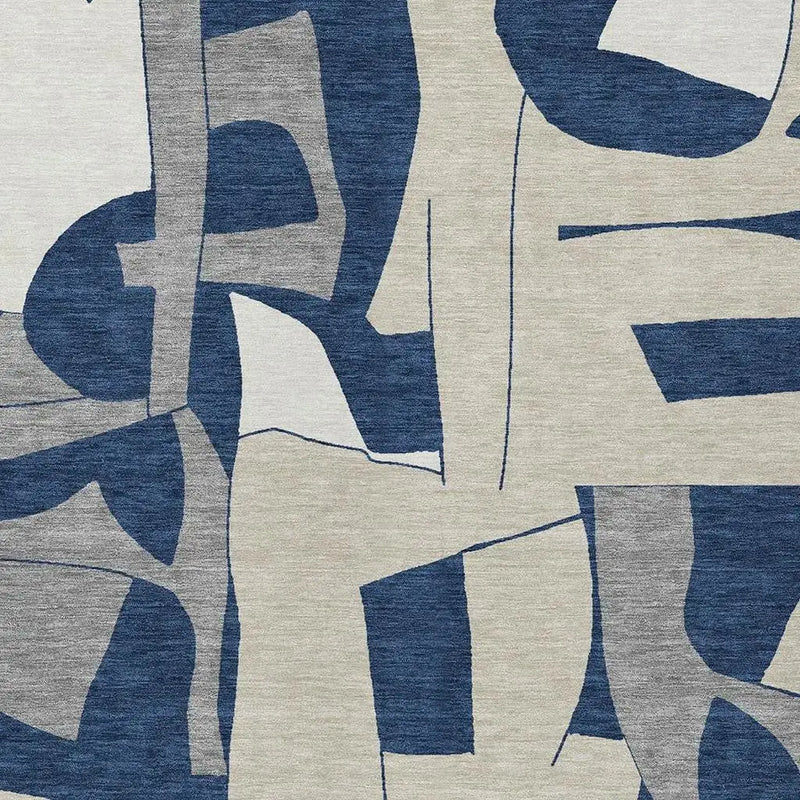 5' X 8' Navy Blue And Ivory Geometric Washable Indoor Outdoor Area Rug Homeroots Outdoor