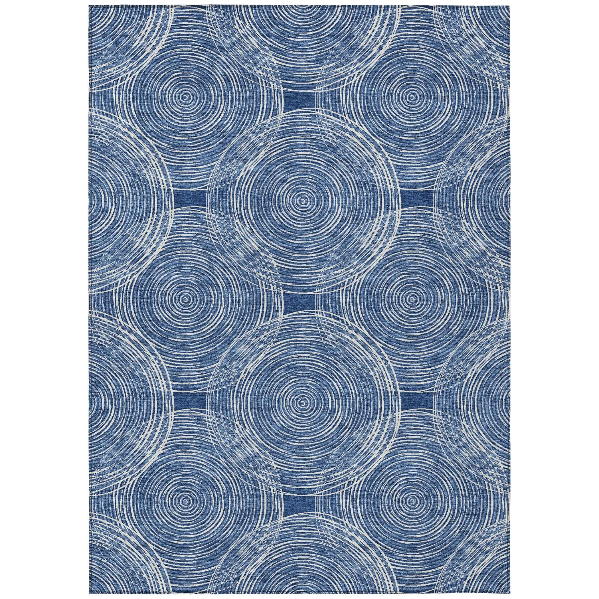 5' X 8' Navy Blue And Ivory Geometric Washable Indoor Outdoor Area Rug Homeroots Outdoor
